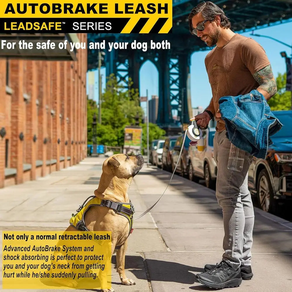 Retractable No Pull Auto Brake Dog Leash Heavy Duty For Large Breeds