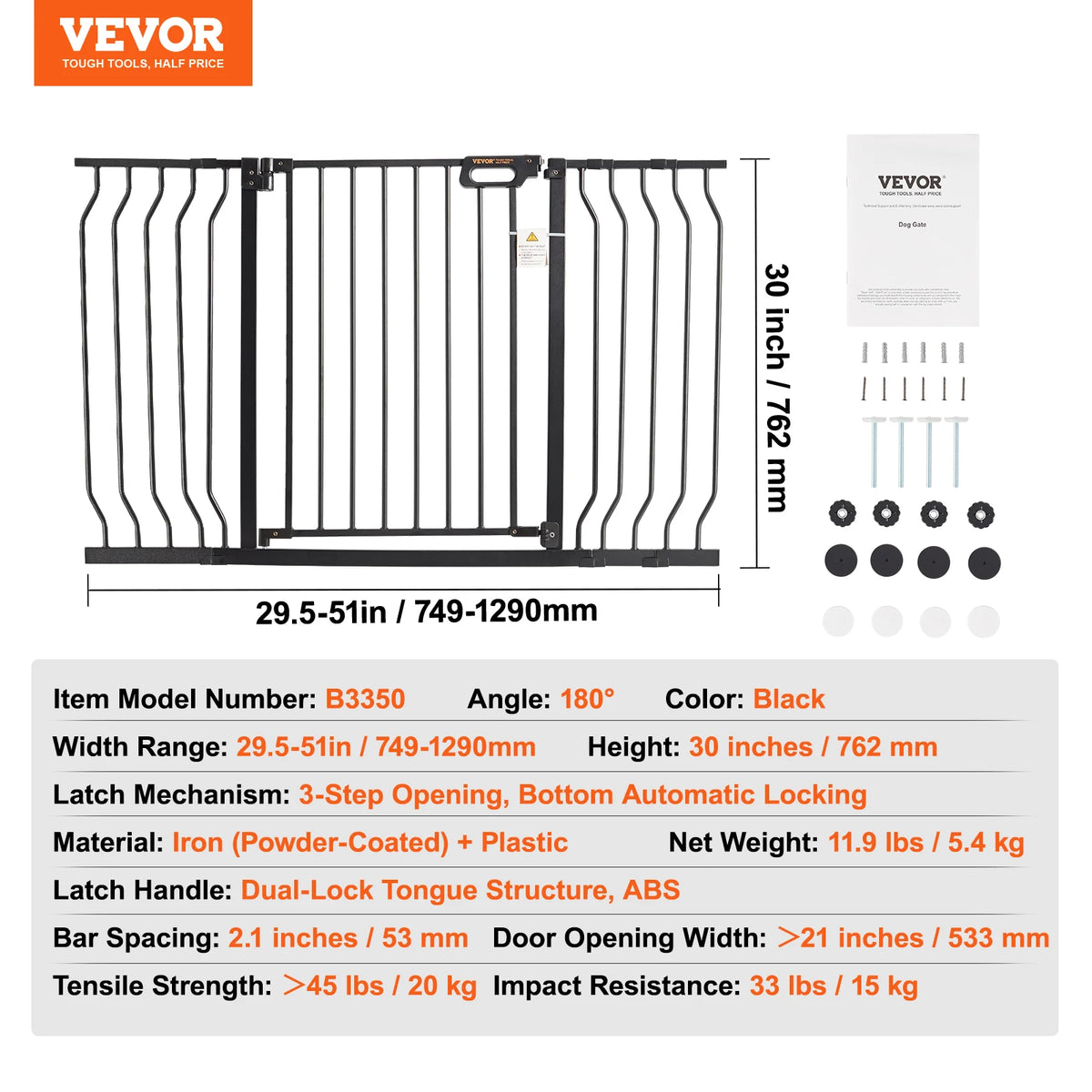 SucceBuy Baby Gate Pressure Mount Walk Through Dog Gate