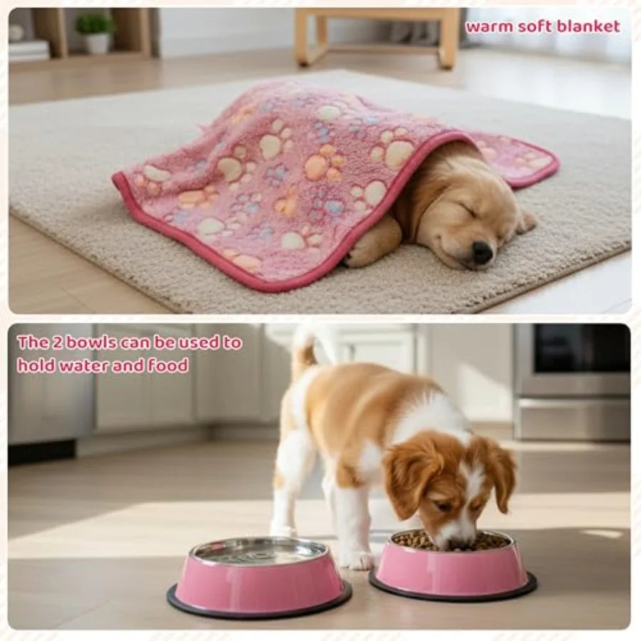 Puppy Starter Kit Essentials Toys Leash Bowls Treats Waste Bags