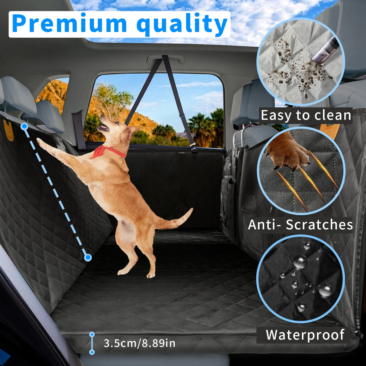 Borwart Waterproof Back Seat Extender Dog Car Hammock With Mesh