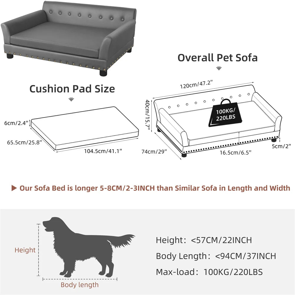 BORWART Heavy Duty Raised Pet Sofa Bed With Cushioned Lounge