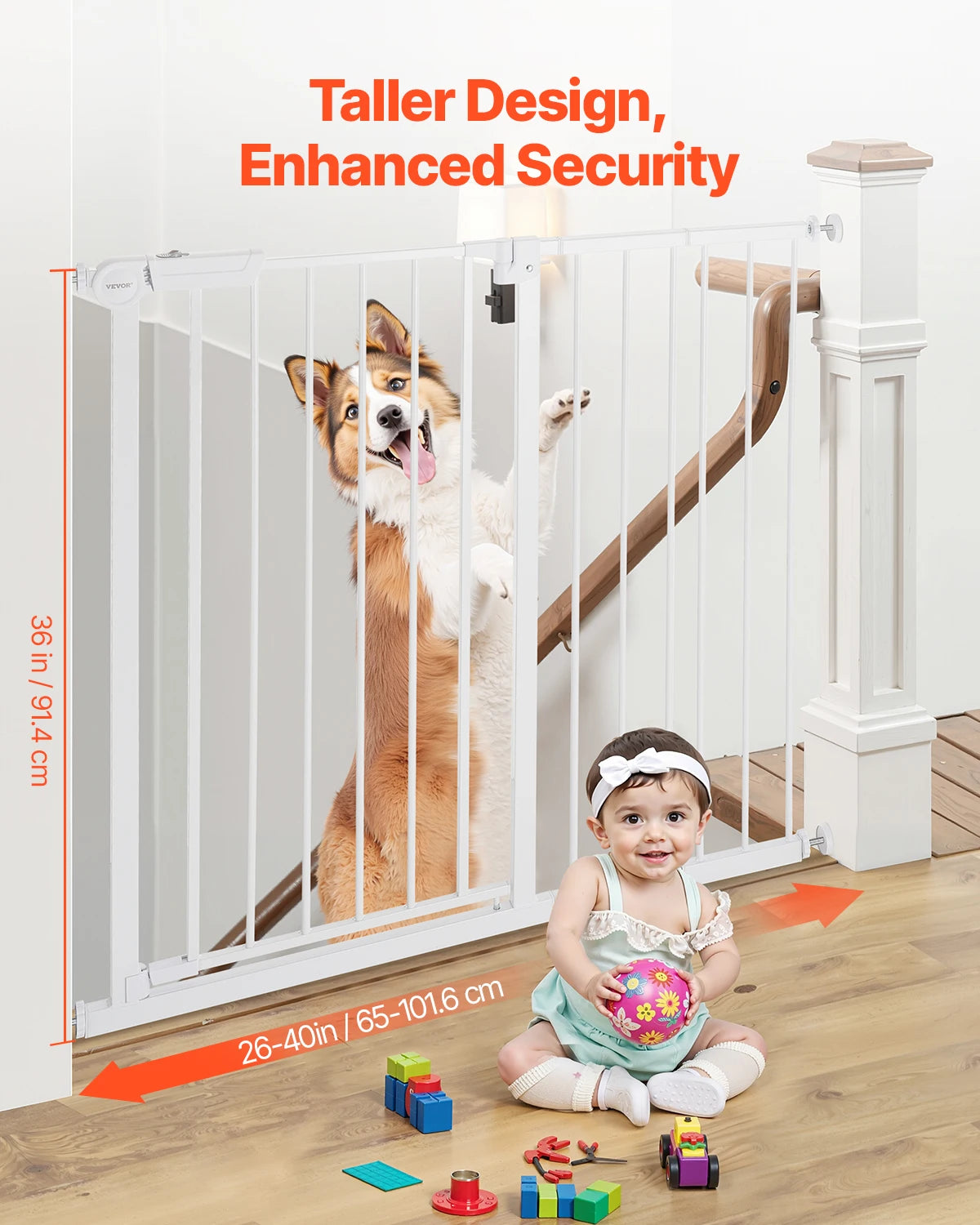 SucceBuy Baby Gate Pressure Mount Walk Through Dog Gate