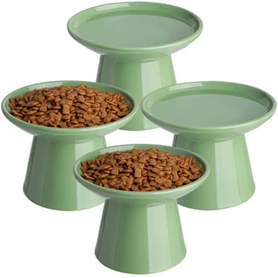 Raised Ceramic Cat Bowls Set For Pets Food And Water
