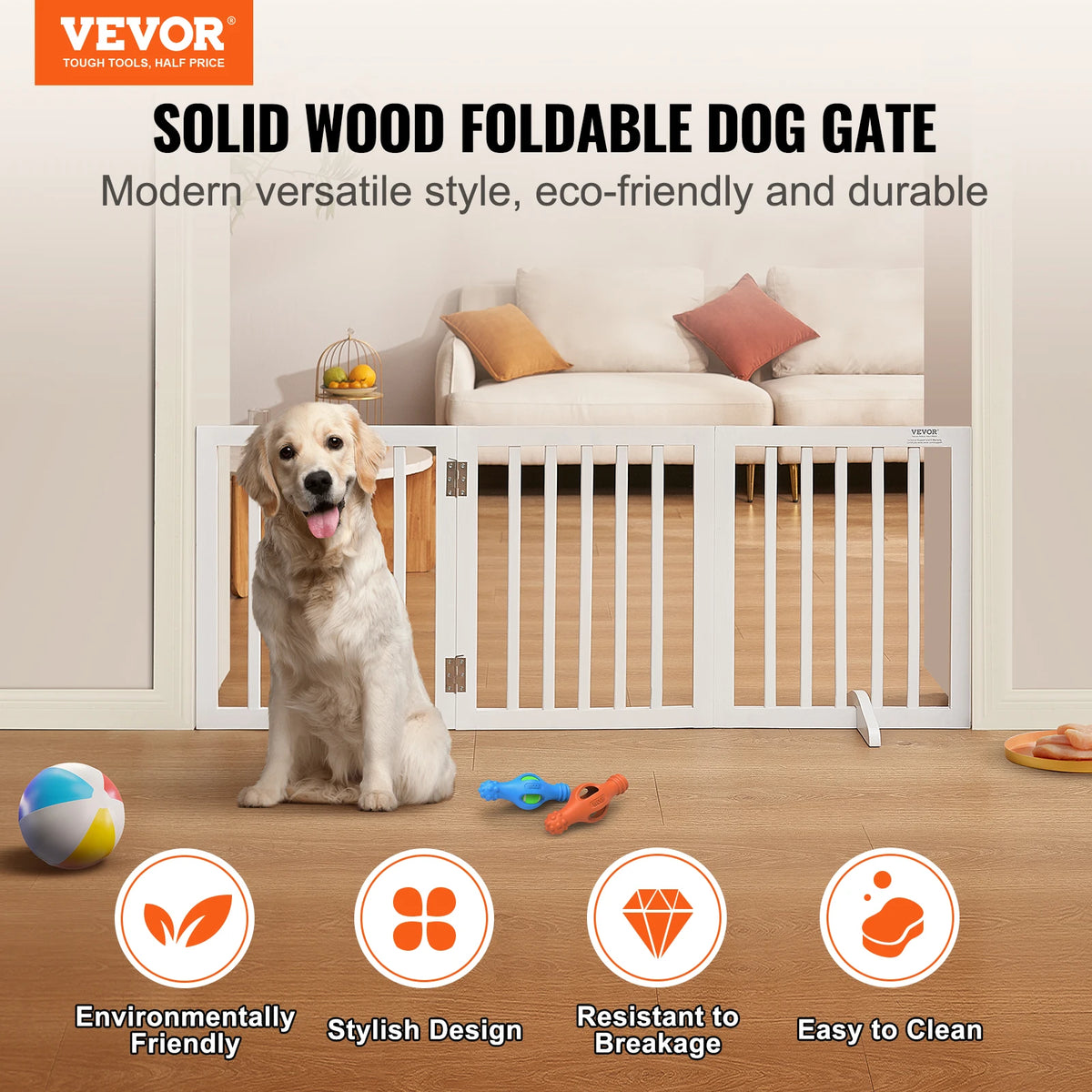 Free Standing Dog Gate Three Panel Expandable Pet Barrier Narrow