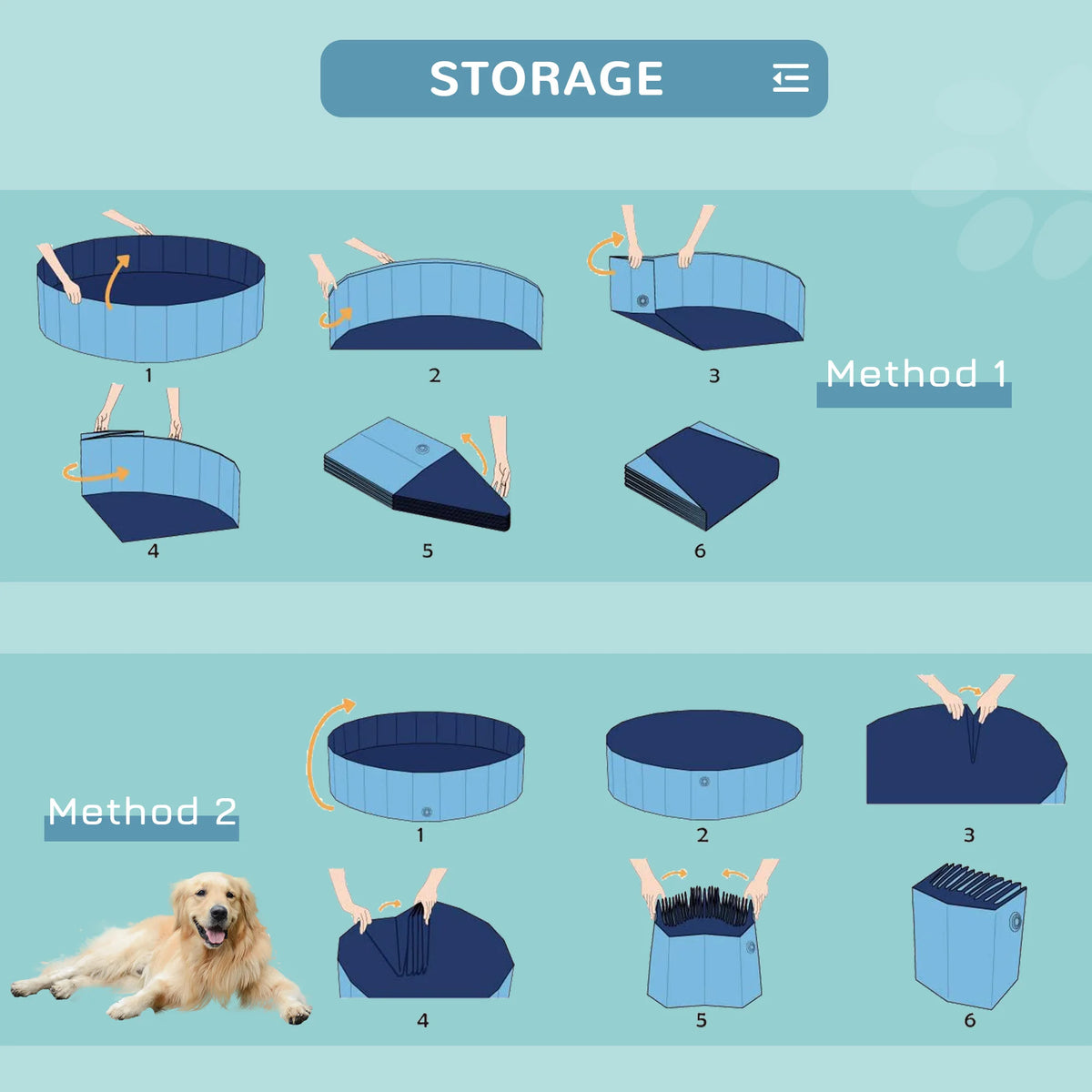 Foldable Pet Swimming Pool Easy To Store Portable Bathing Tub