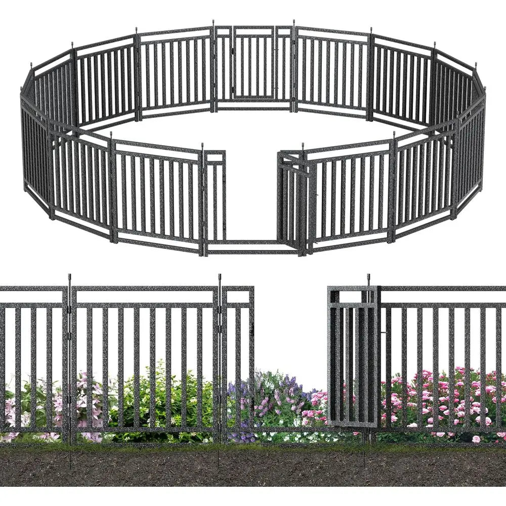 Durable Yard Fence System With 14 Panels And 2 Gates