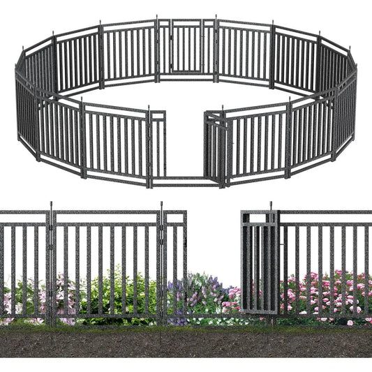 Durable Yard Fence System With 14 Panels And 2 Gates