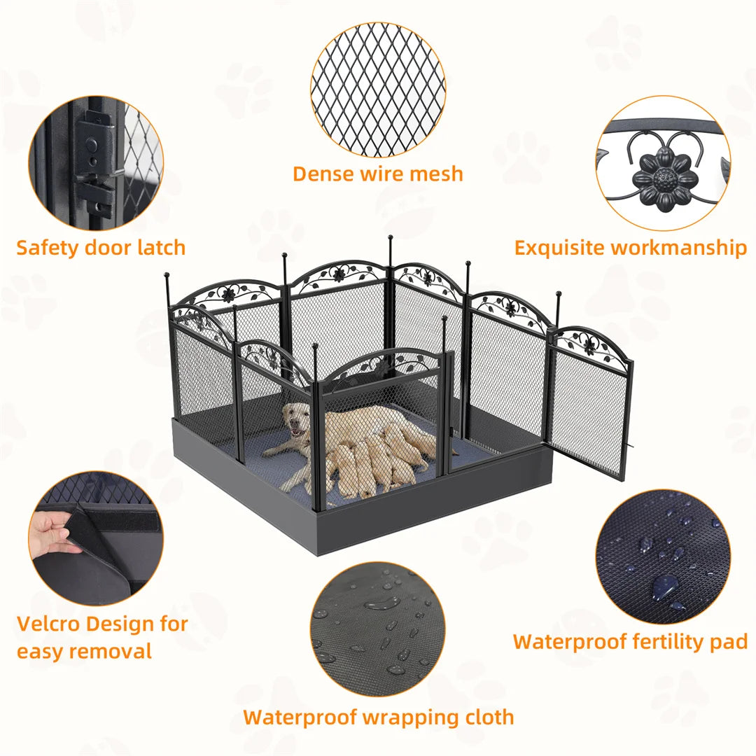BINGOPAW 8 Panels DIY Heavy Duty Dog Playpen Outdoor Indoor Metal Fence