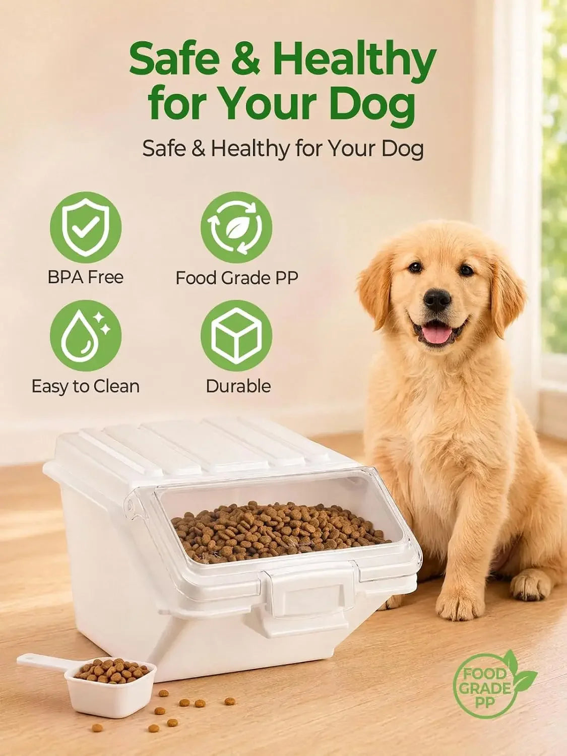 Three Pack Dog Food Storage Containers with Scoop