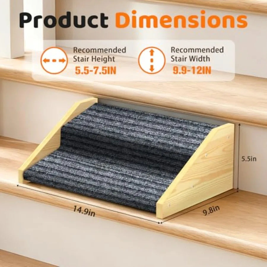 3 Pack Dog Ramp For Staircase With Non Slip Carpet