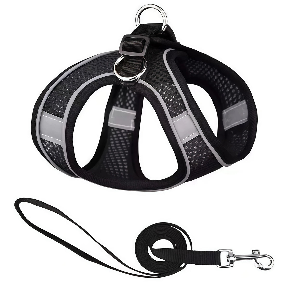 Reflective Adjustable Dog Harness And Leash Set For Outdoor Walking