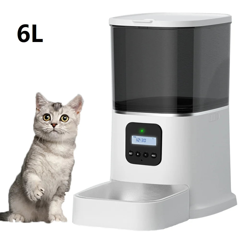Automatic Pet Feeder With Voice Recorder For Cats And Dogs