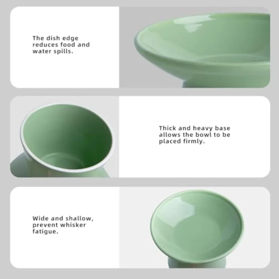 Raised Ceramic Cat Bowls Set For Pets Food And Water