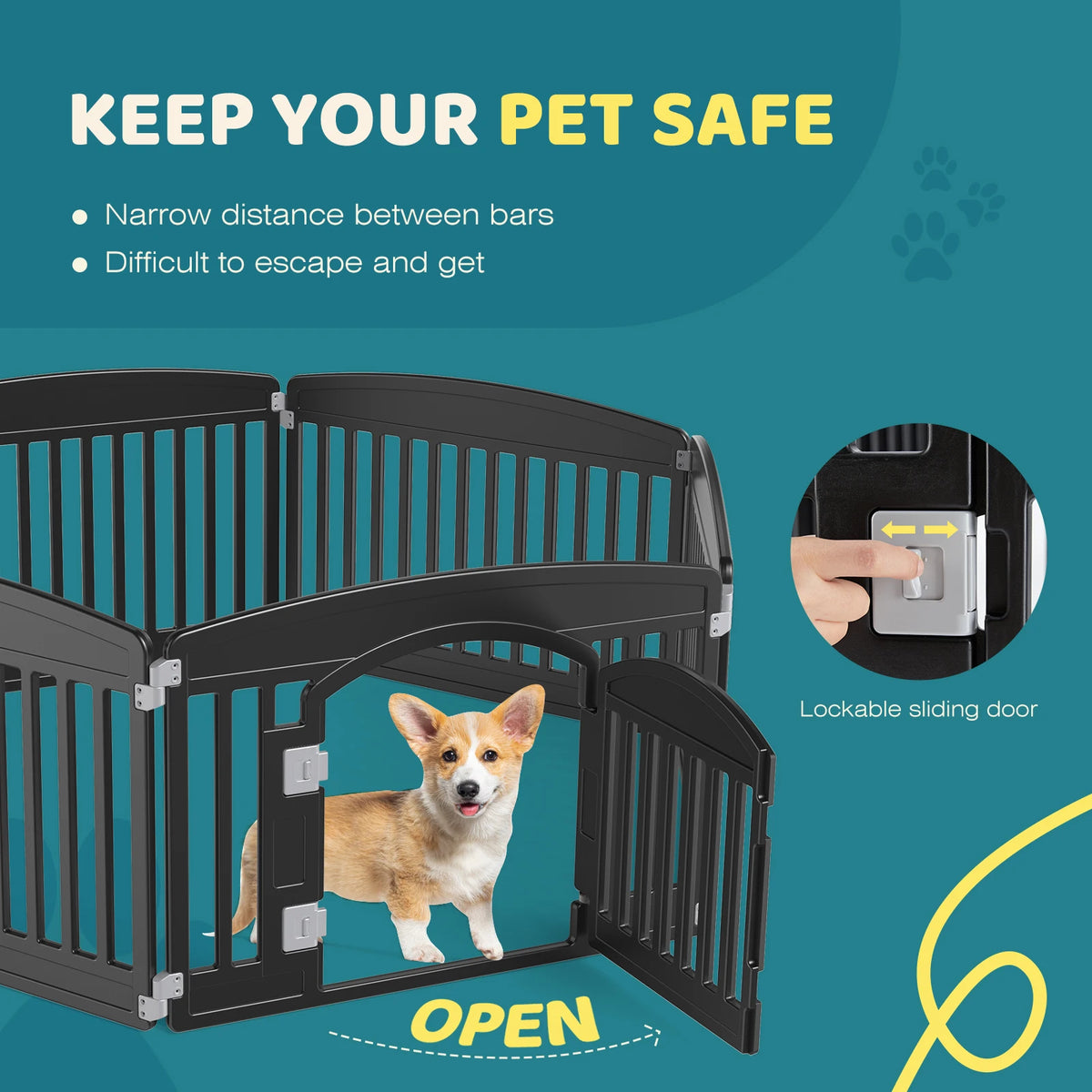 JHK Plastic Dog Playpen 6 Panel Expandable Durable Pet Fence