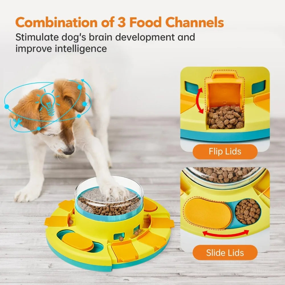Dog Puzzle Toy Two Level Slow Feeder Treat Dispenser For IQ Training