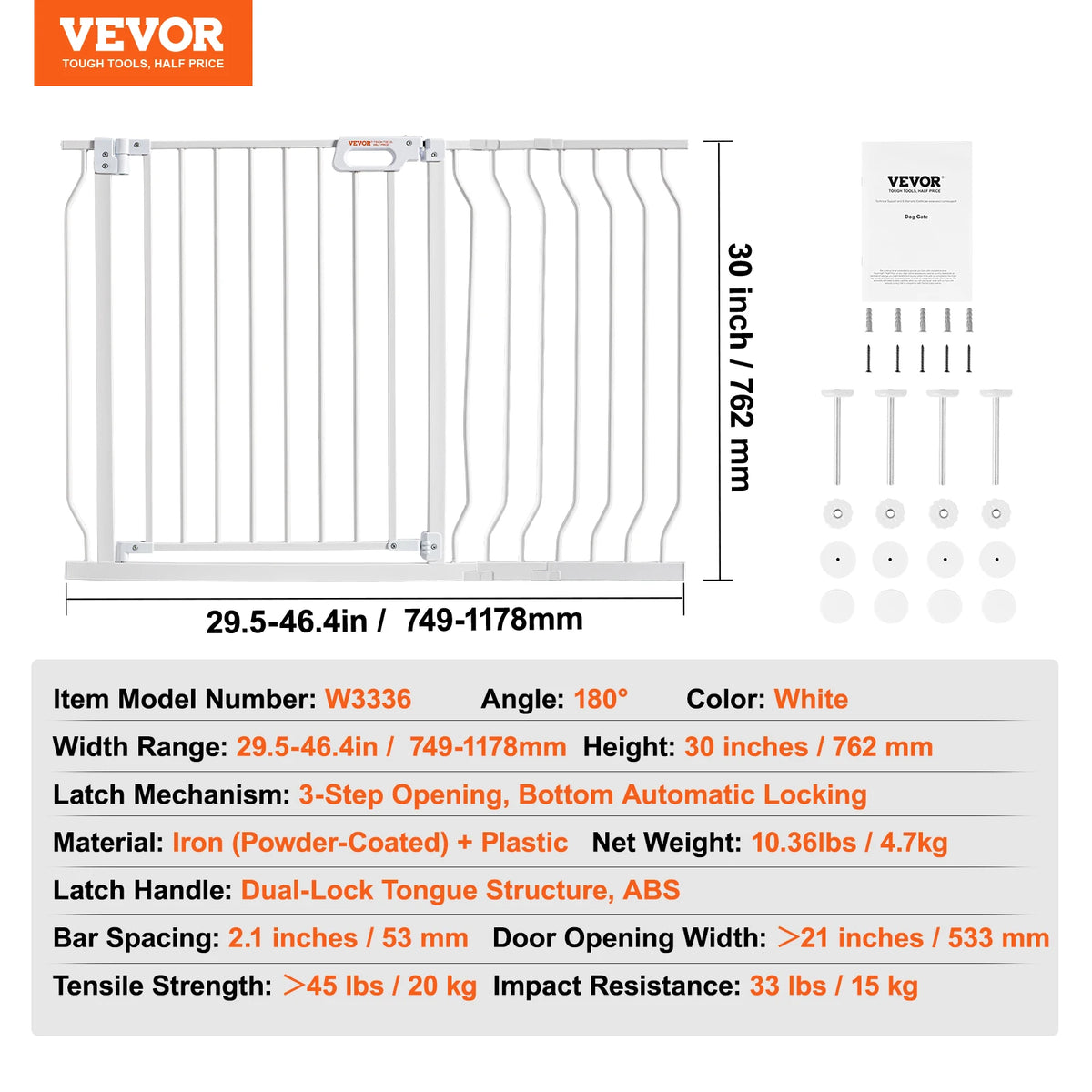 SucceBuy Baby Gate Pressure Mount Walk Through Dog Gate