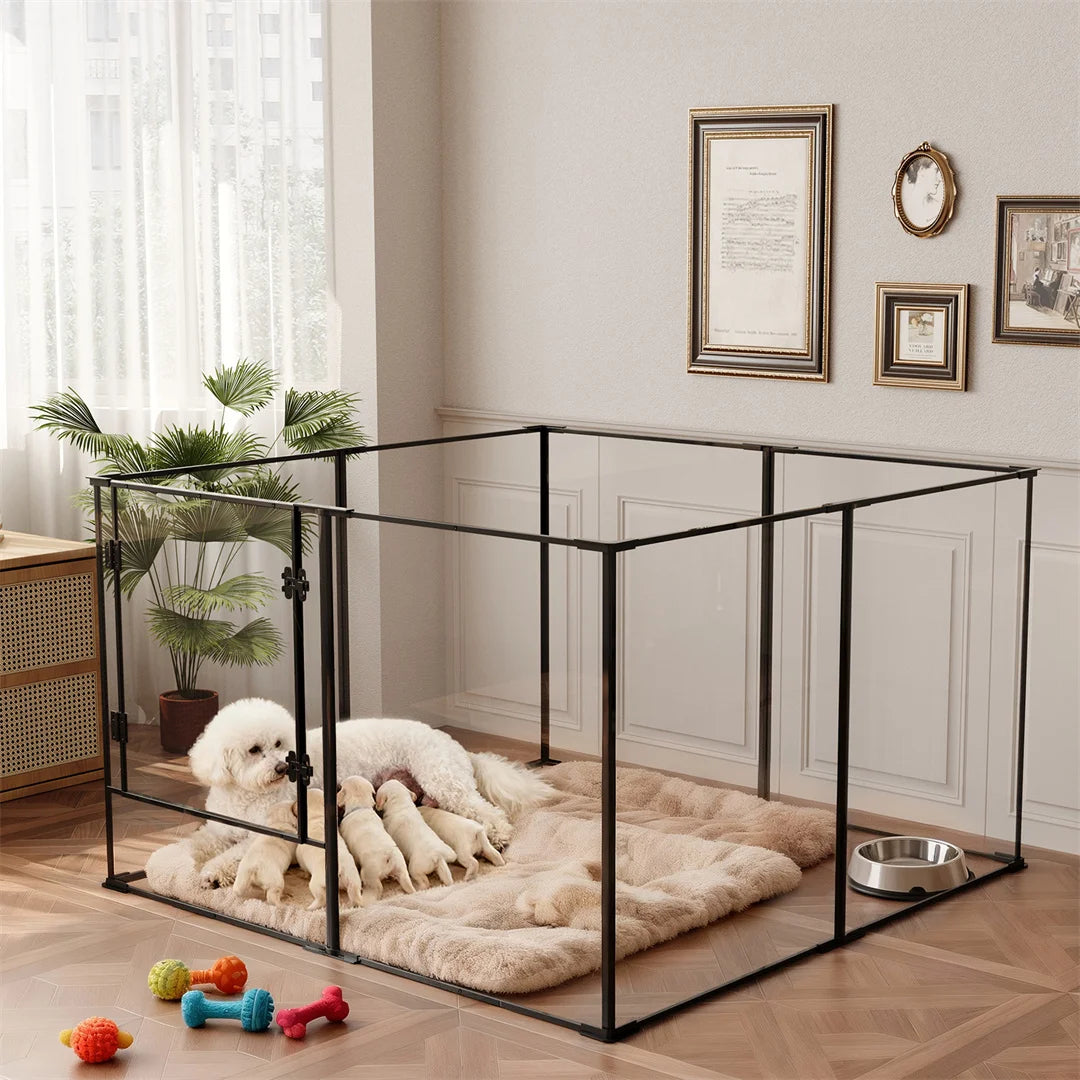 BINGOPAW 8 Panel Acrylic Dog Playpen Whelping Pen Set