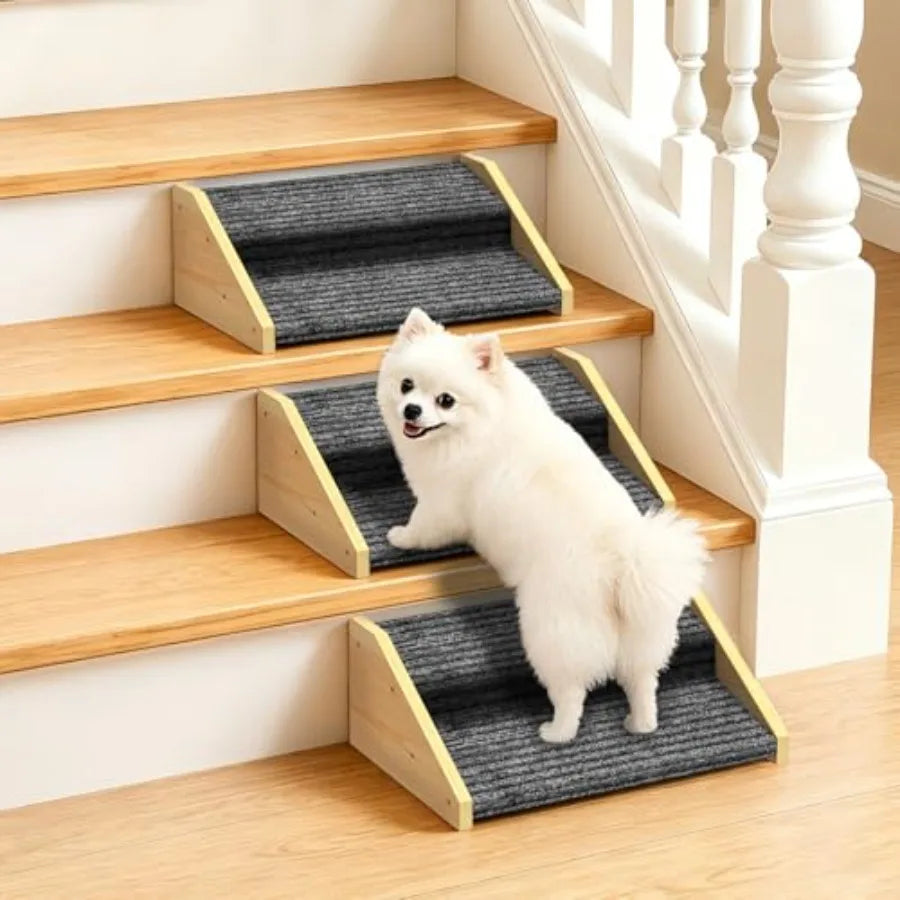 3 Pack Dog Ramp For Staircase With Non Slip Carpet