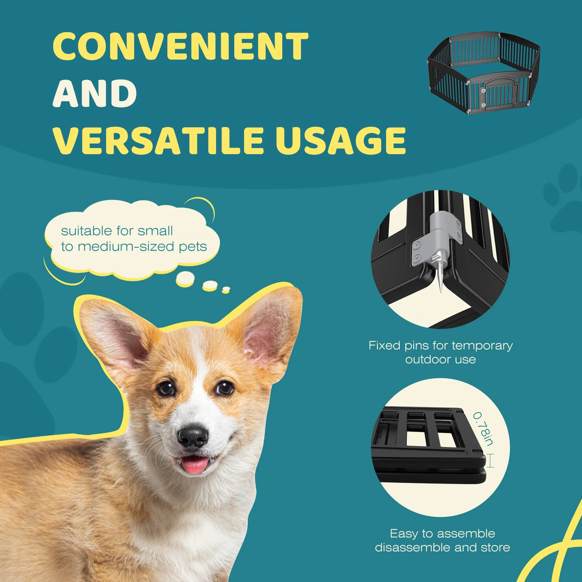JHK Plastic Dog Playpen 6 Panel Expandable Durable Pet Fence