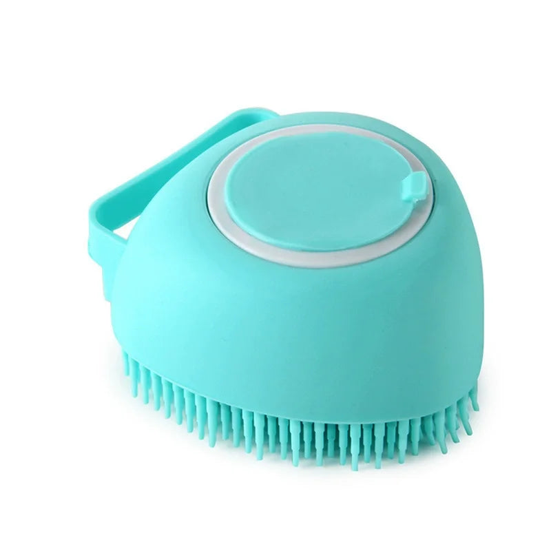Dog Bathing Brush Shampoo Dispenser With Silicone Bristles Pet Massage