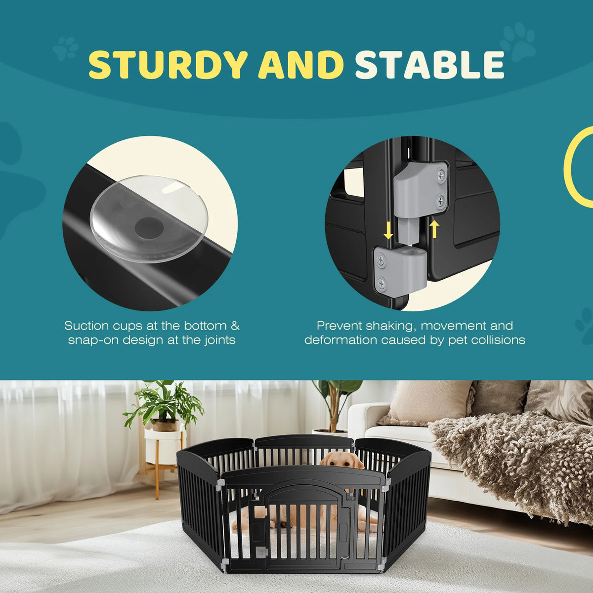 JHK Plastic Dog Playpen 6 Panel Expandable Durable Pet Fence