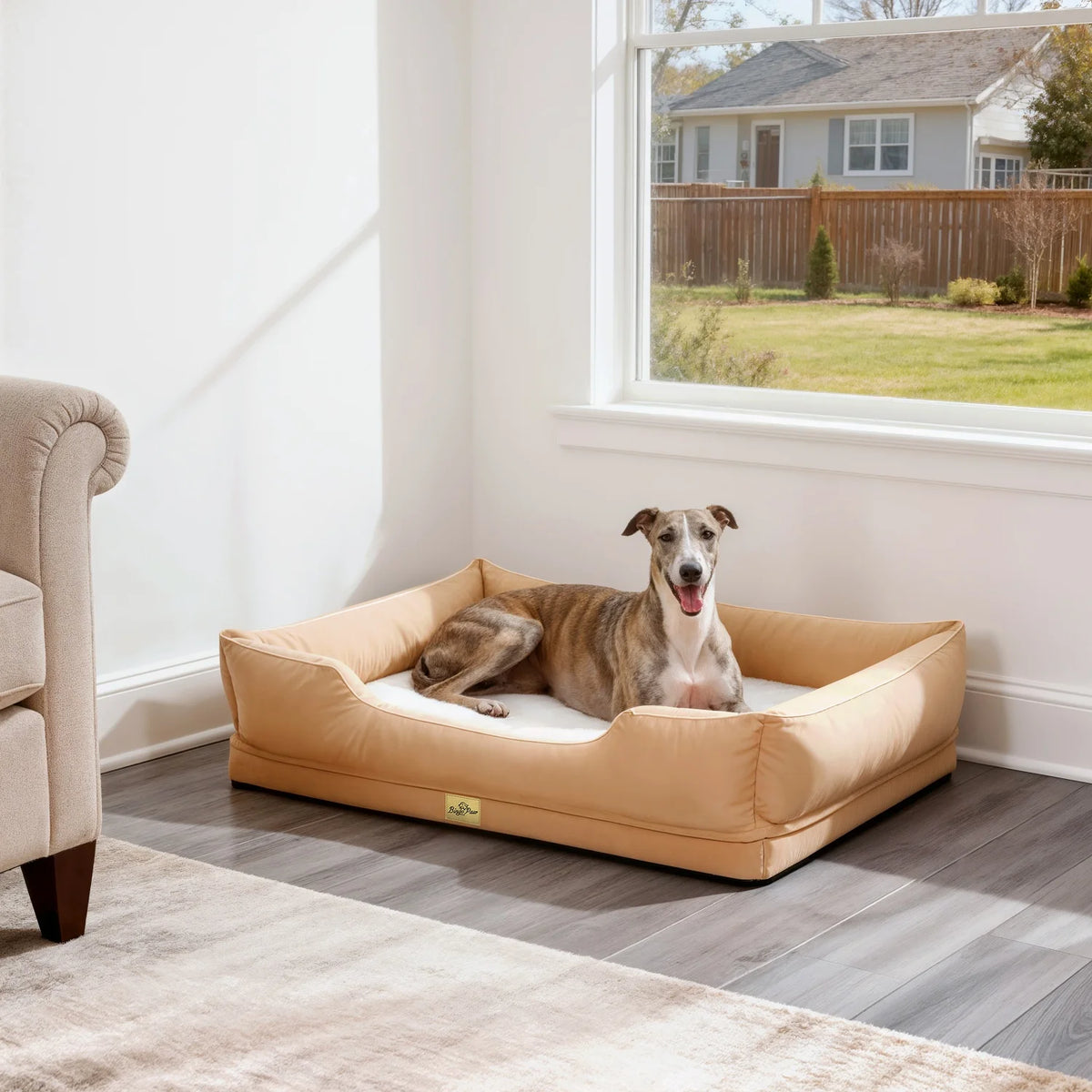 BINGOPAW Orthopedic Dog Bed With Bolster Washable Cover