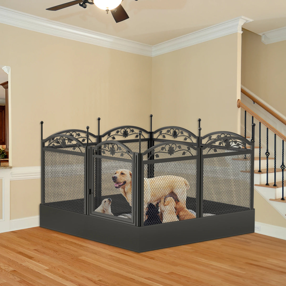 BINGOPAW 8 Panels DIY Heavy Duty Dog Playpen Outdoor Indoor Metal Fence