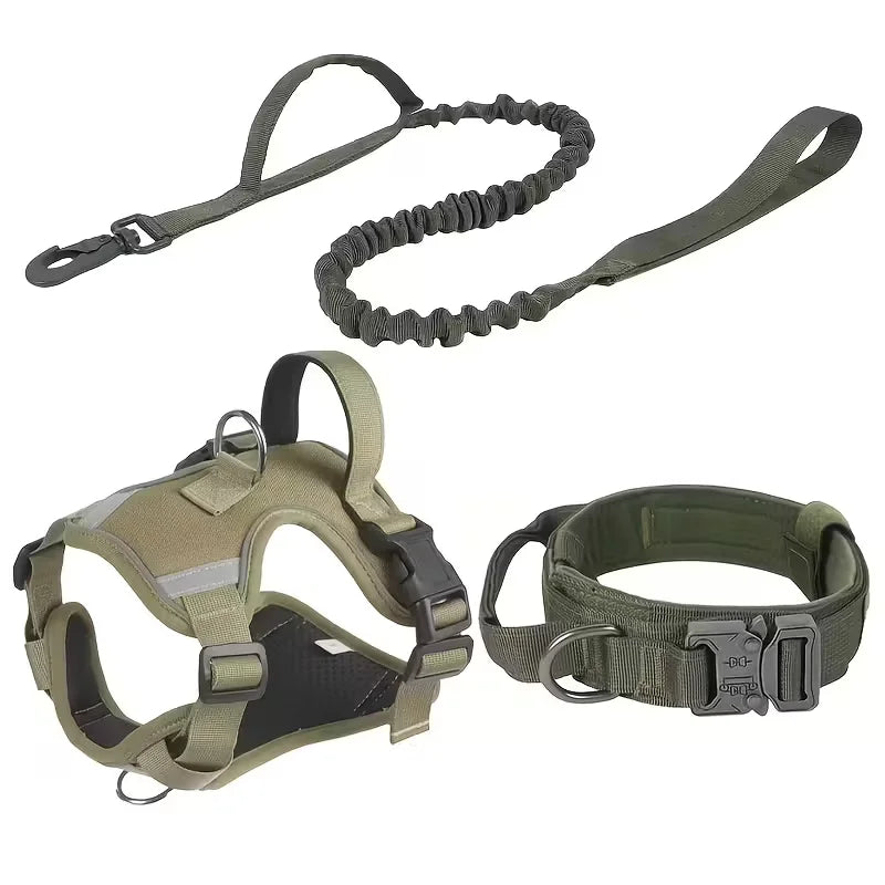 Heavy Duty Dog Harness With Leash Front Clip And Buckles