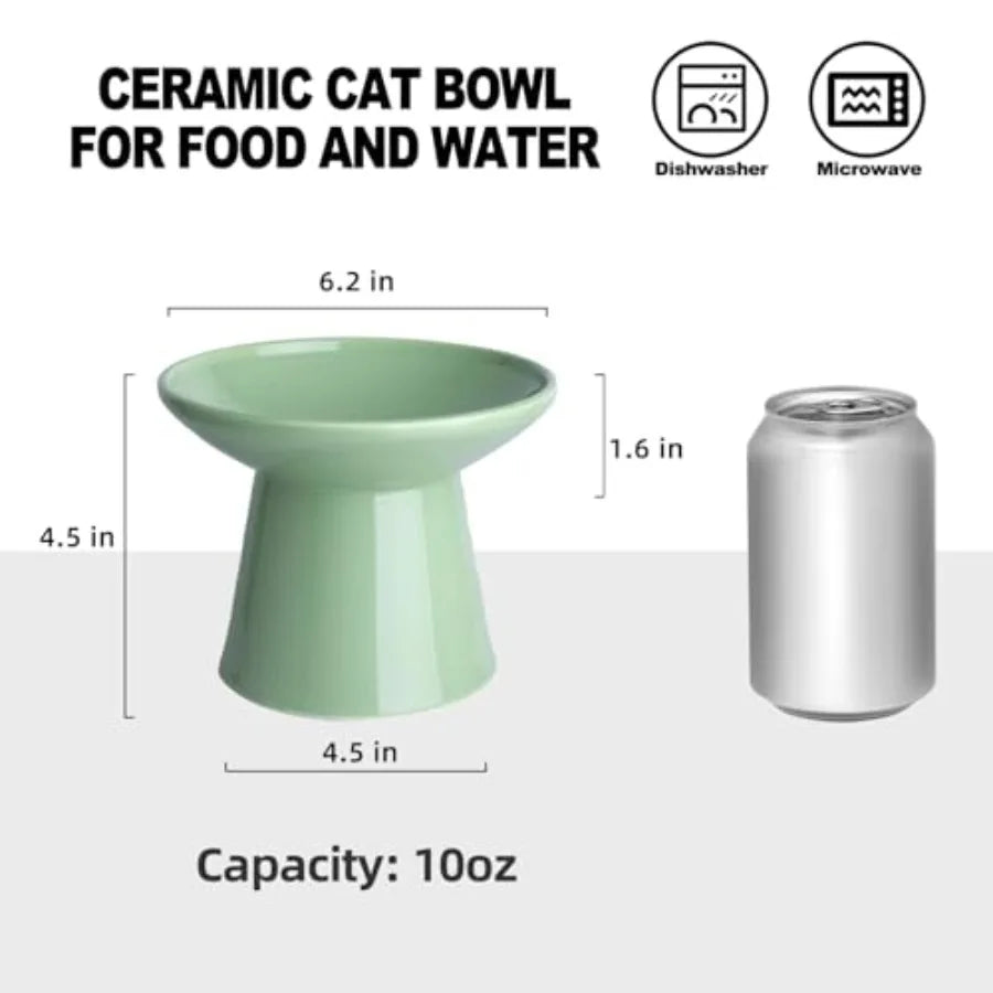 Raised Ceramic Cat Bowls Set For Pets Food And Water