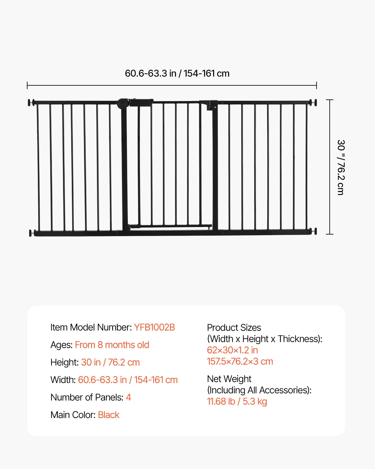 SucceBuy Baby Gate Pressure Mount Walk Through Dog Gate