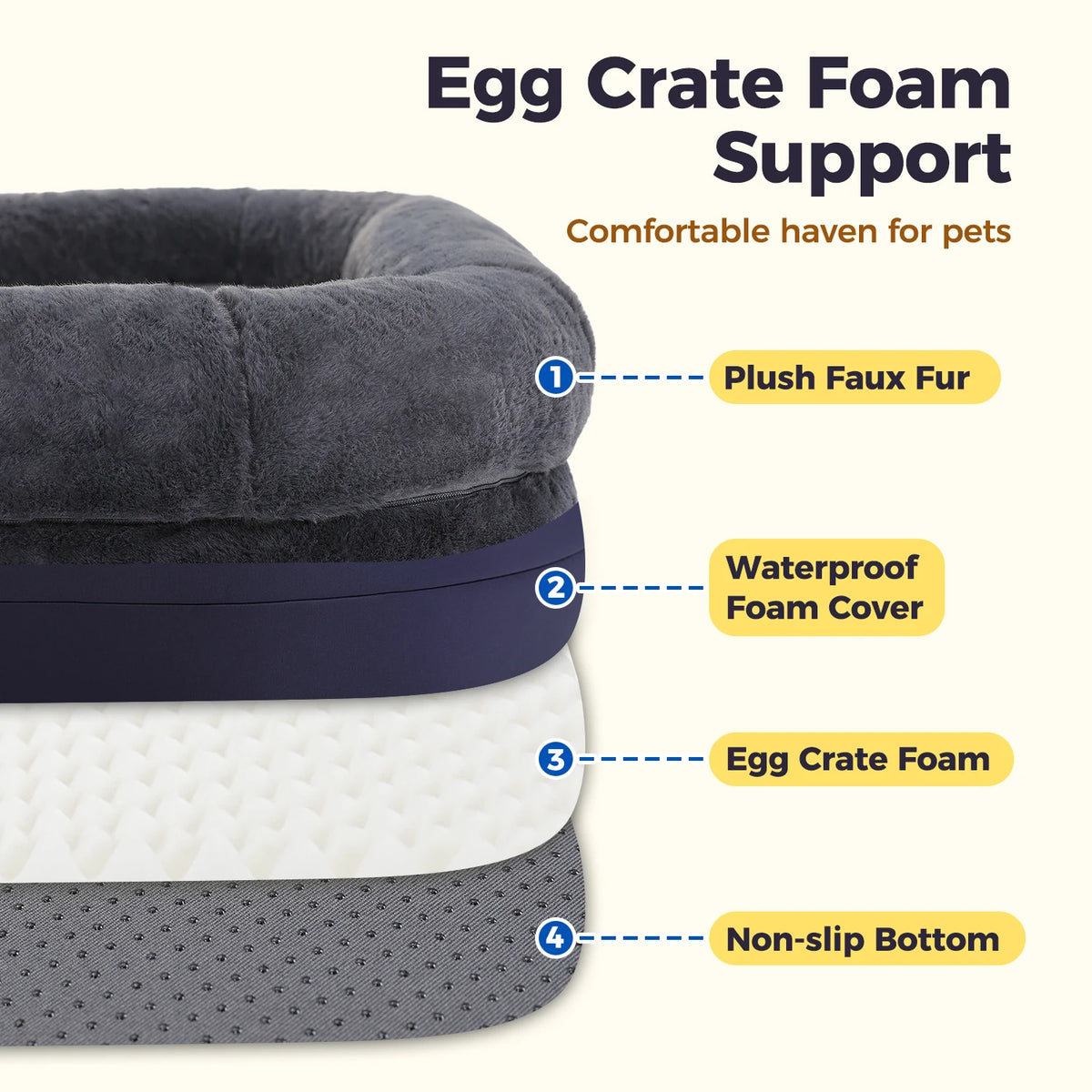 PAWZ Road Foldable Dog Bed For Large Dogs Plush Washable