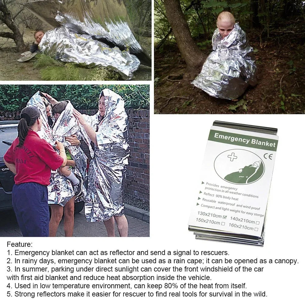 Emergency Survival Blanket Outdoor First Aid Rescue Thermal PET Foil