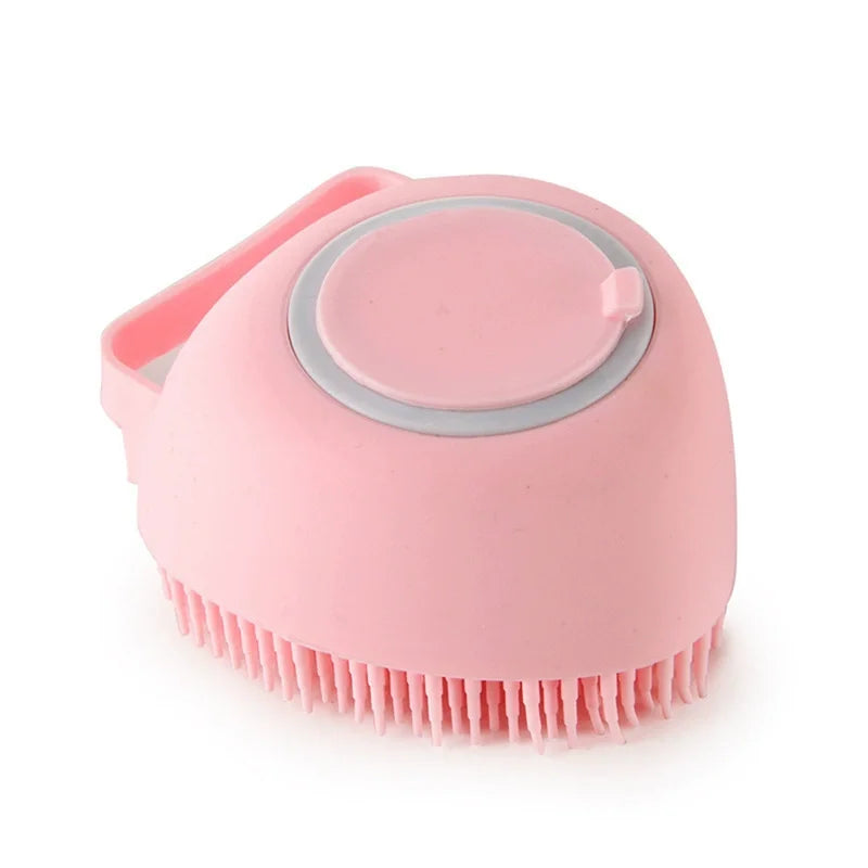 Dog Bathing Brush Shampoo Dispenser With Silicone Bristles Pet Massage