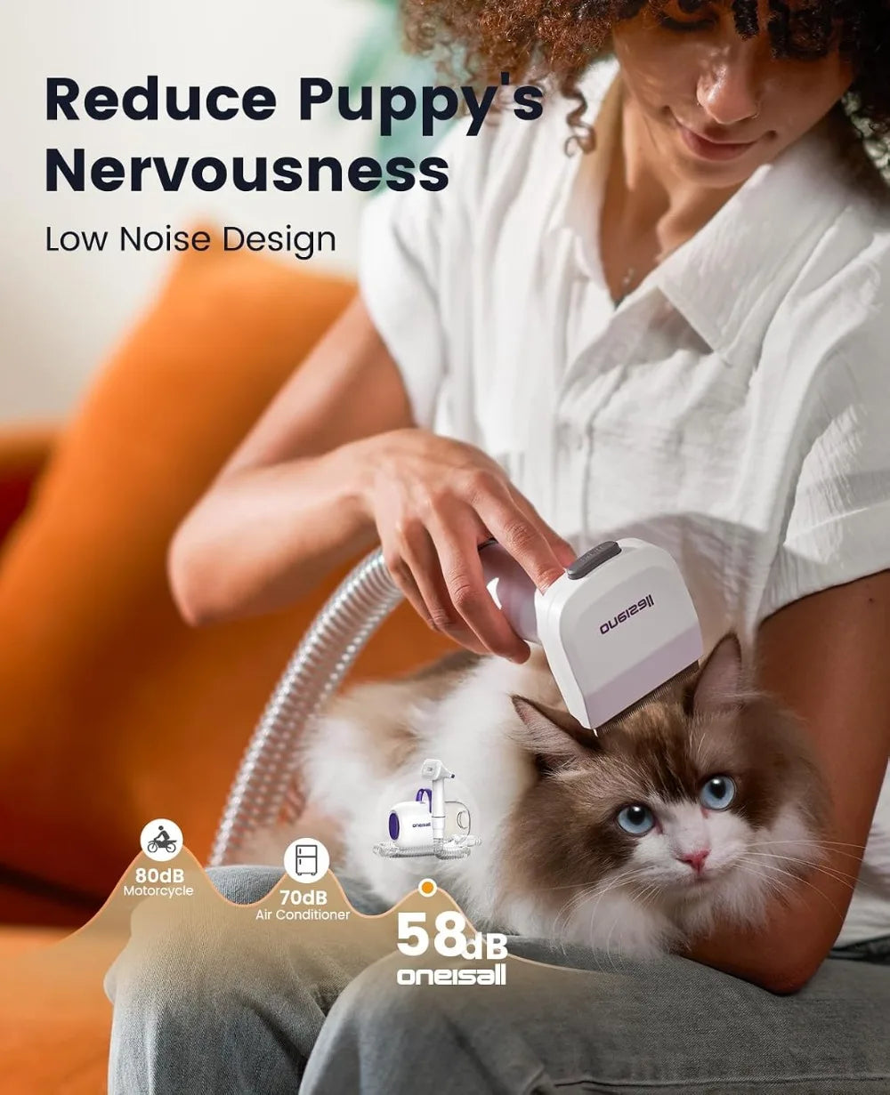 Pet Hair Vacuum Grooming Kit 15000Pa Suction Low Noise Dust Cup For Home