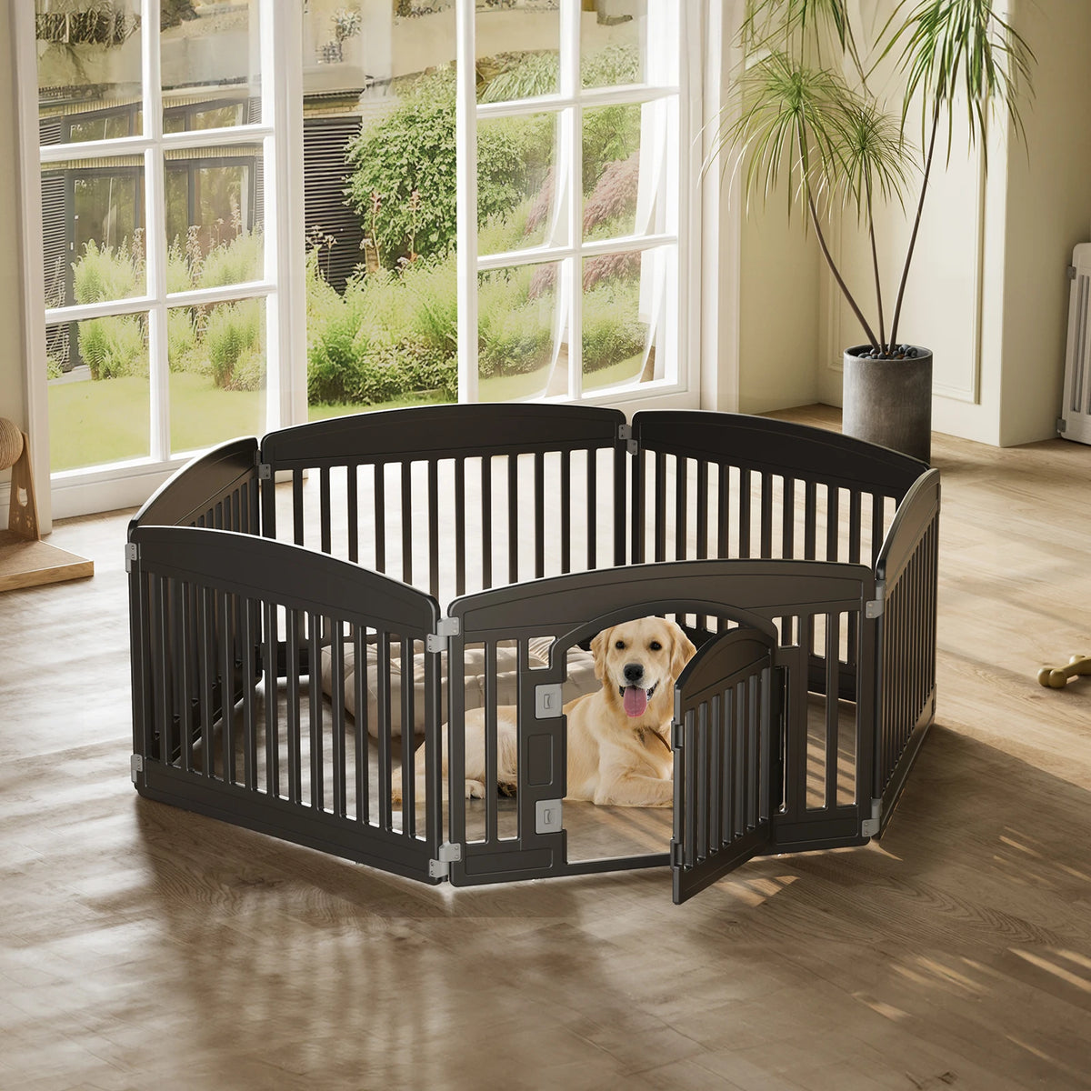 JHK Plastic Dog Playpen 6 Panel Expandable Durable Pet Fence