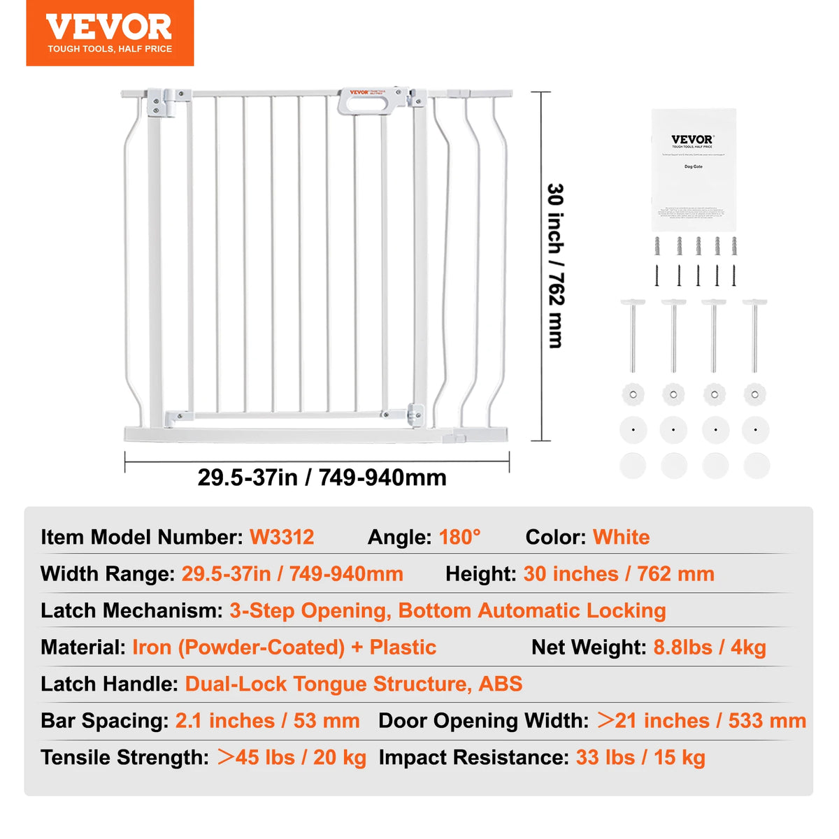 SucceBuy Baby Gate Pressure Mount Walk Through Dog Gate