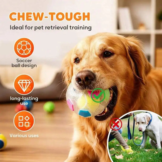 Chew Tough Soccer Ball Dog Toy TPR Squeaky Training Outdoor