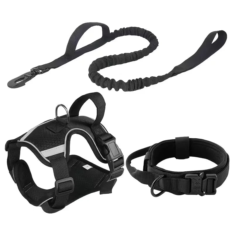 Heavy Duty Dog Harness With Leash Front Clip And Buckles
