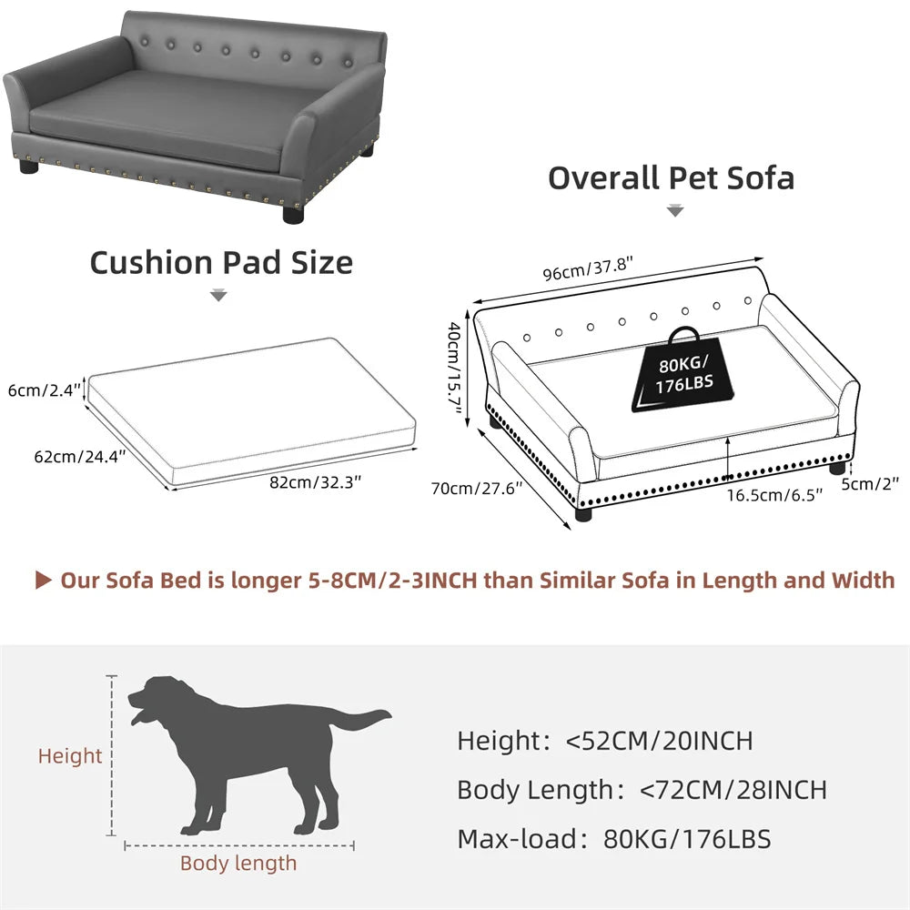 BORWART Heavy Duty Raised Pet Sofa Bed With Cushioned Lounge