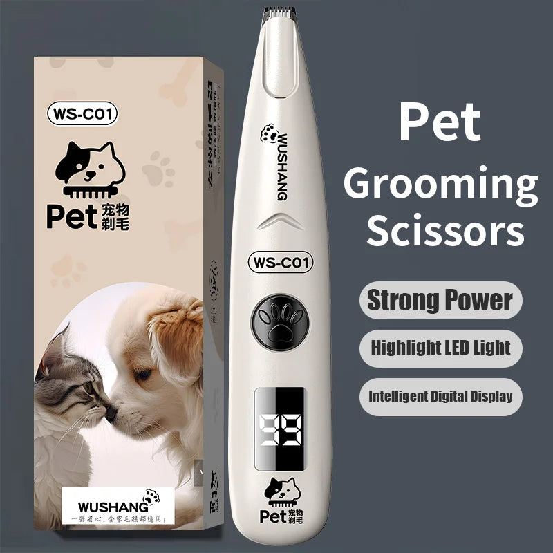 Dog Electric Groomer Trimmer With LED Light Waterproof Low Noise