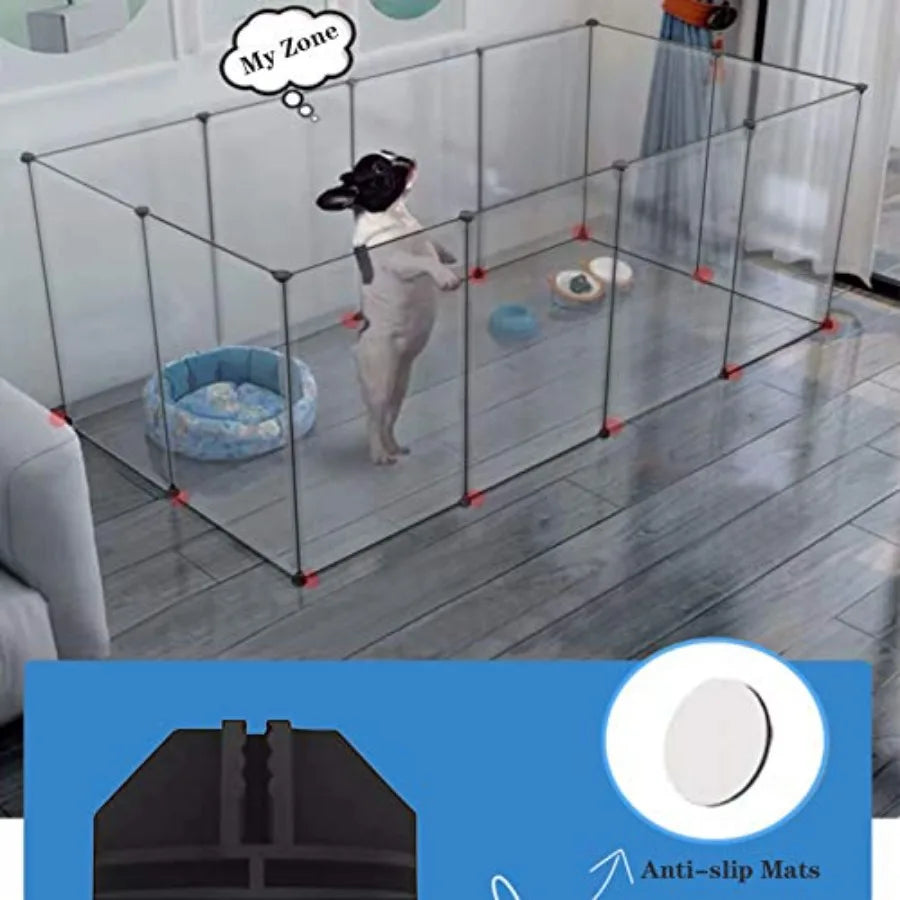 Clear Acrylic Pet Playpen For Dogs And Small Animals Indoor Portable Fence