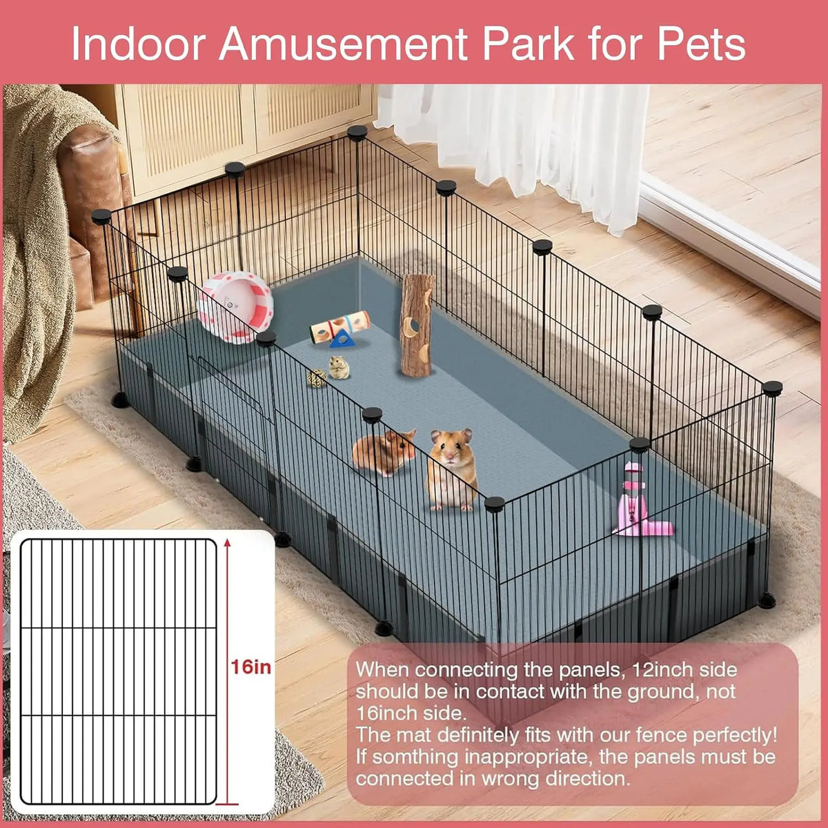 Small Animal Playpen With Waterproof Mat 12 Panels