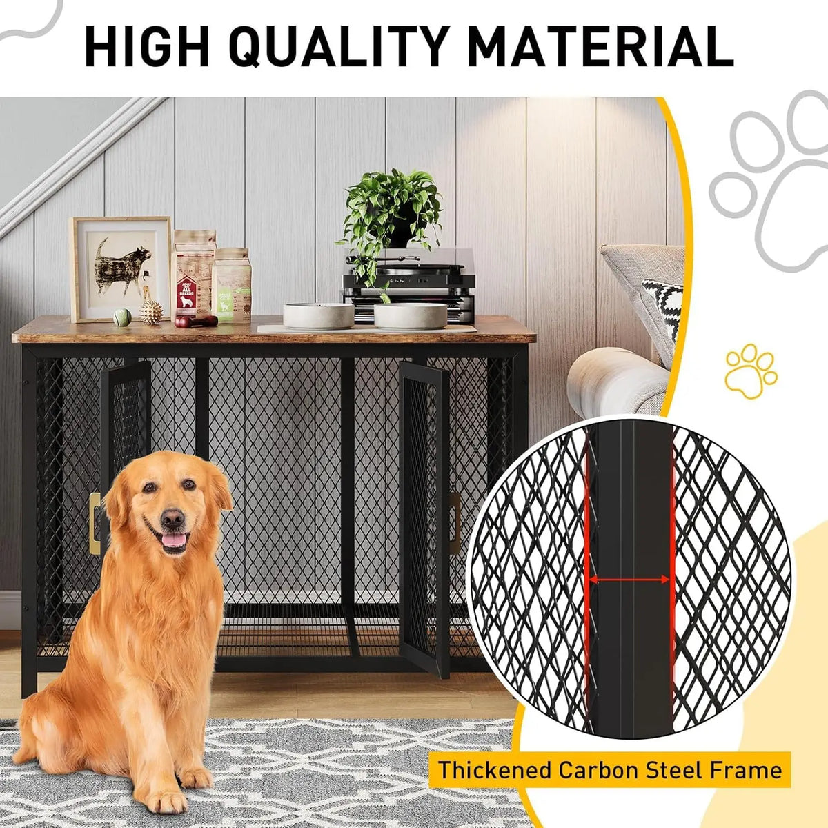 HiMISS Heavy Duty Dog Crate Furniture With Double Doors