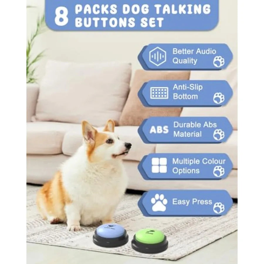 Dog Talking Button Set 8 Pack With 30 Second Recording