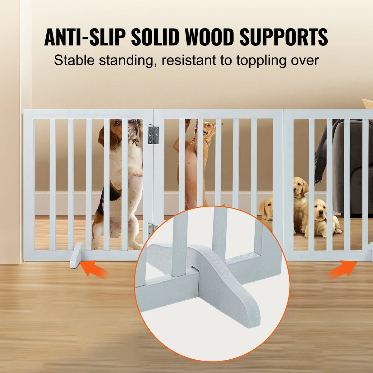 Free Standing Dog Gate Three Panel Expandable Pet Barrier Narrow