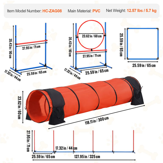 Dog Agility Training Equipment Set With Adjustable Hurdles