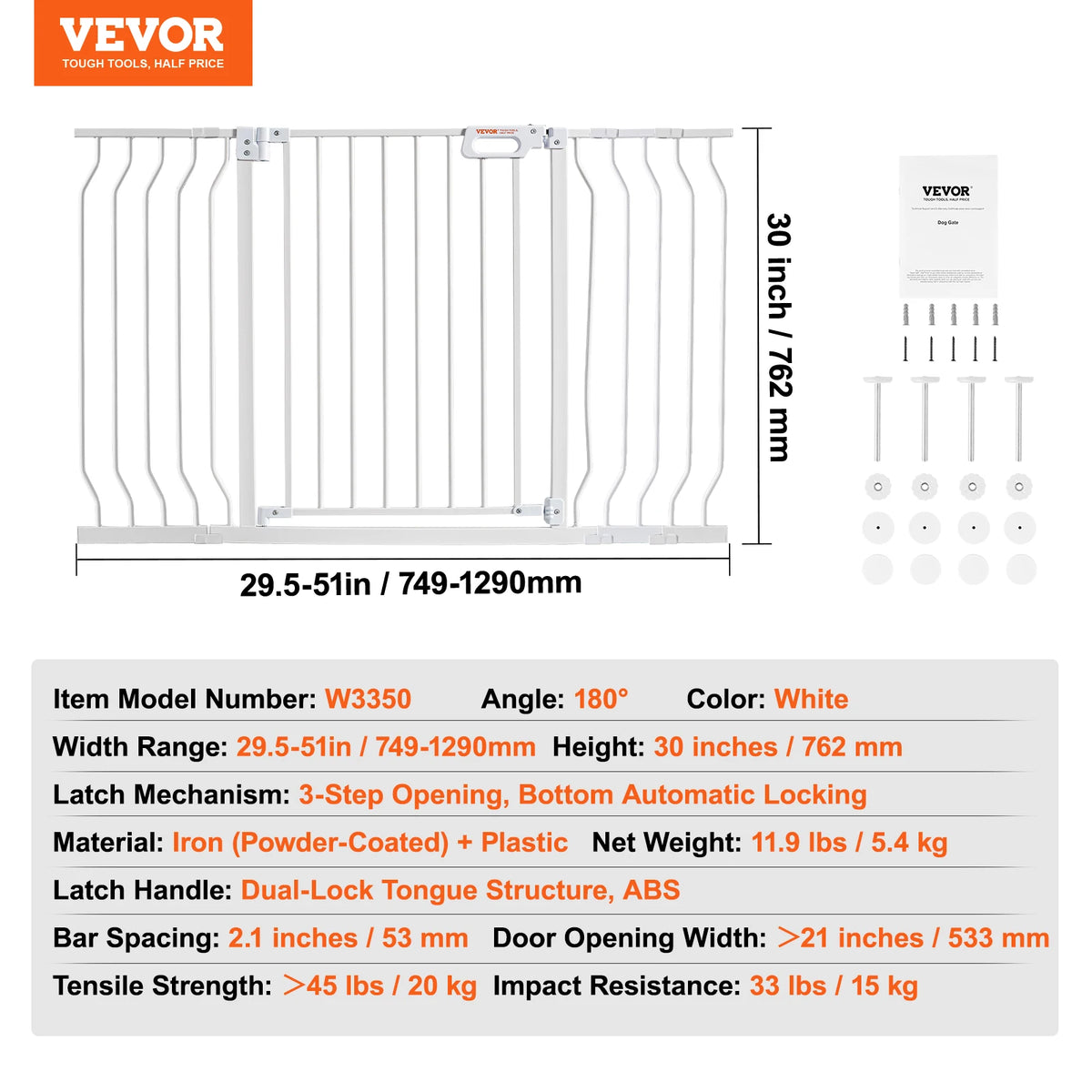 SucceBuy Baby Gate Pressure Mount Walk Through Dog Gate