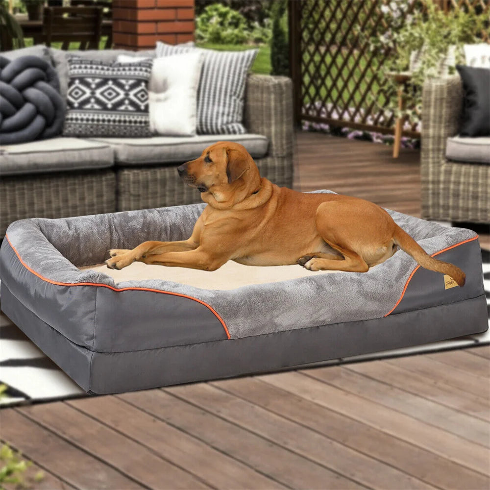Borwart Orthopedic Memory Foam Dog Bed With Waterproof Removable Cover