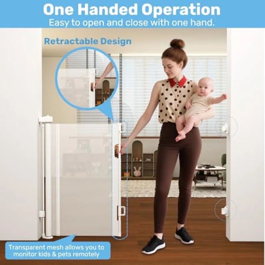 Retractable Mesh Baby Gate For Stairs And Doorways Indoor Outdoor