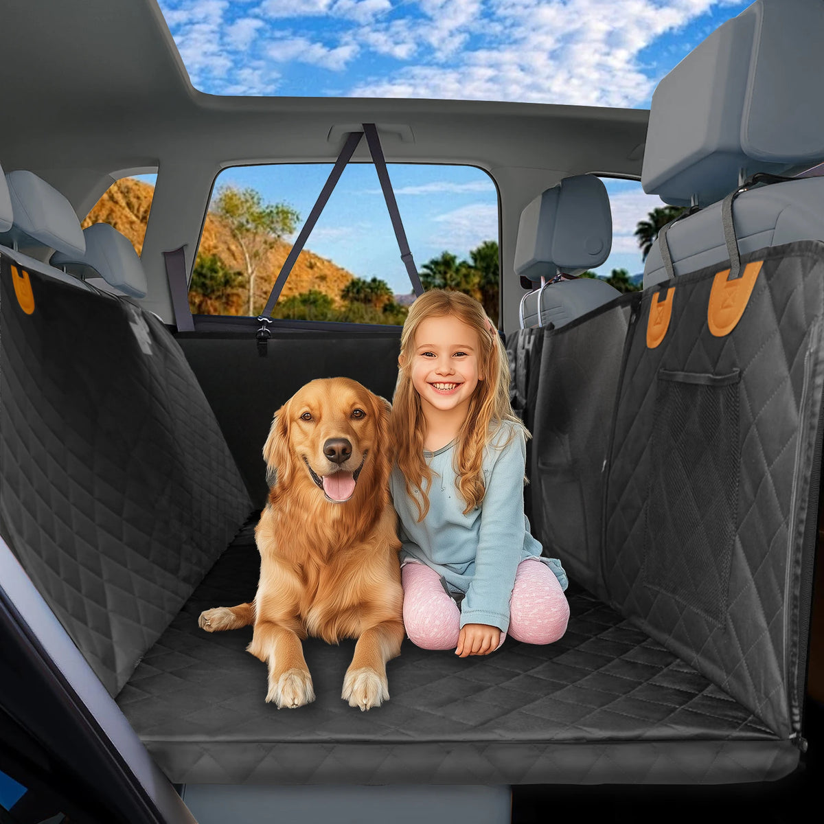 Borwart Waterproof Back Seat Extender Dog Car Hammock With Mesh